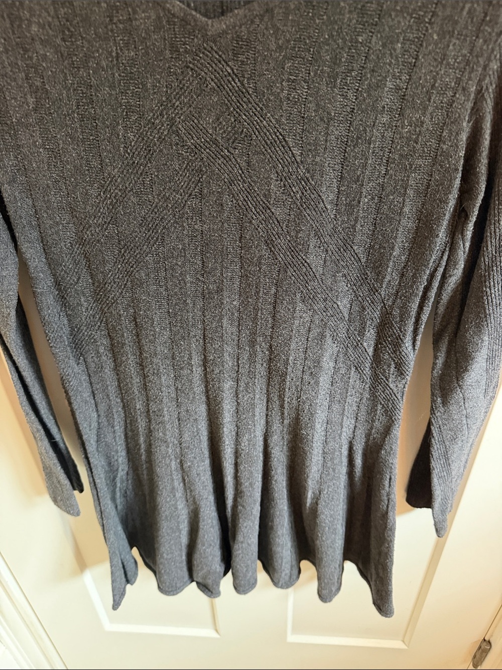 Max Studio Charcoal Ribbed V-Neck Tunic - Picture 3 of 6